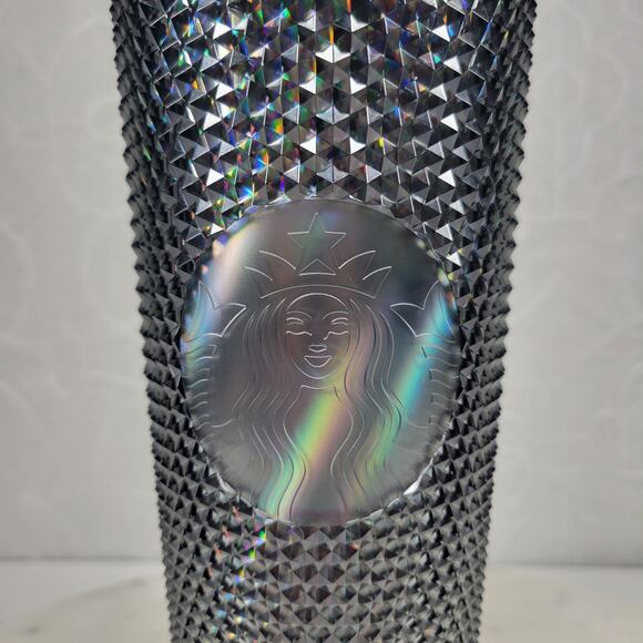 Starbucks Black Iridescent Studded Tumbler‎ Venti 24oz Gray Straw Fall 2020 - Picture 9 of 15